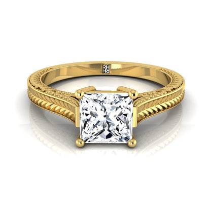 The Aida Select Vintage Solitaire Engagement Ring with Lab Diamond in 18K Yellow Gold - view 1