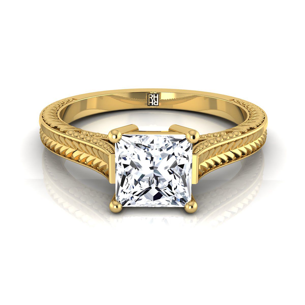 The Aida princess engagement ring setting in 18K Yellow Gold | RockHer