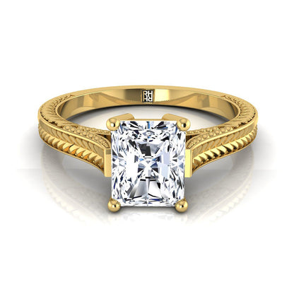 The Aida Select Vintage Solitaire Engagement Ring with Lab Diamond in 18K Yellow Gold - view 1