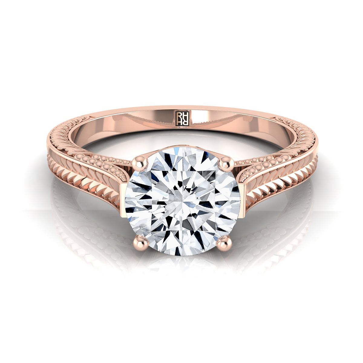 The Aida round engagement ring setting in 14K Rose Gold | RockHer