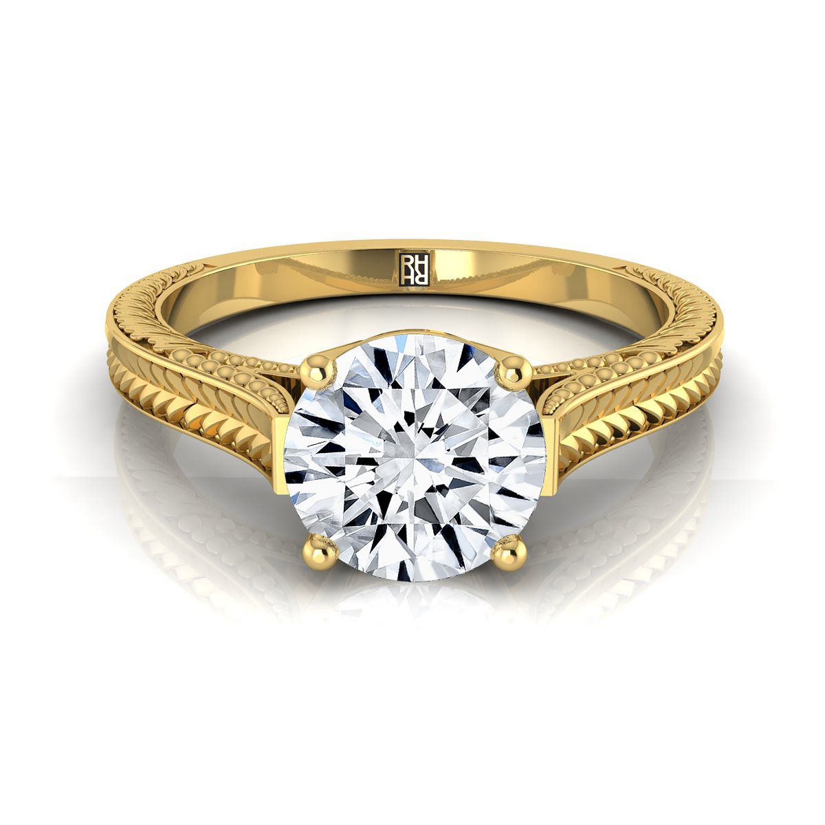 Aida Select Vintage Solitaire Round Lab Diamond Engagement Ring in 18K Yellow Gold | RockHer