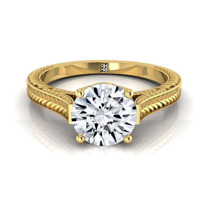 Aida Select Vintage Solitaire Round Lab Diamond Engagement Ring in 18K Yellow Gold | RockHer