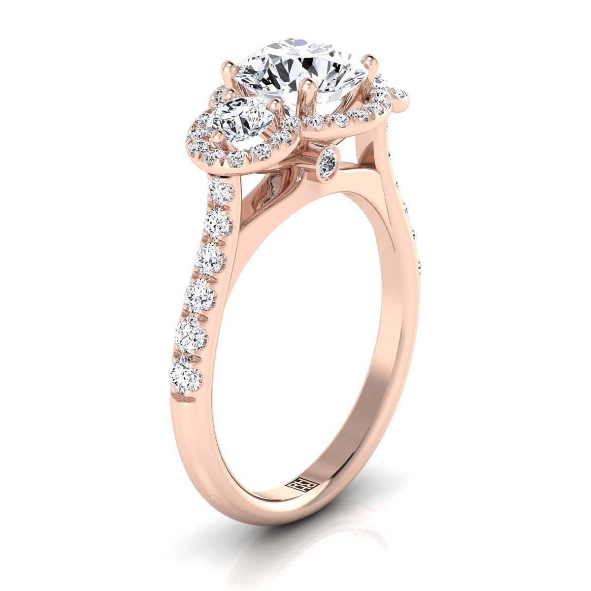 RockHer atelier photo of The Andrea round engagement ring setting in 14K Rose Gold