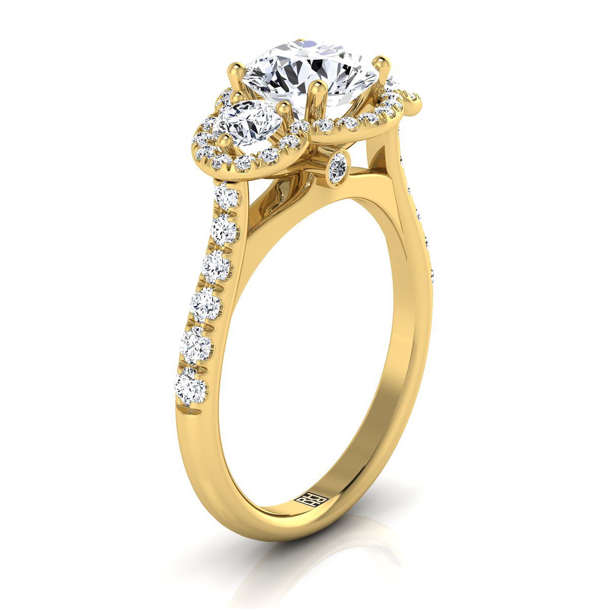 RockHer atelier photo of The Andrea round engagement ring setting in 18K Yellow Gold