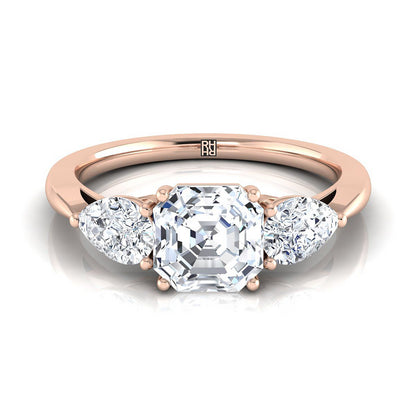 The Angelica Select Three Stone Engagement Ring with Lab Diamond in 14K Rose Gold - view 1