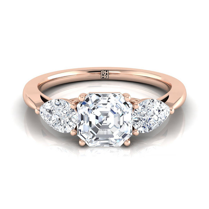 The Angelica Select Three Stone Engagement Ring with Lab Diamond in 14K Rose Gold - view 1
