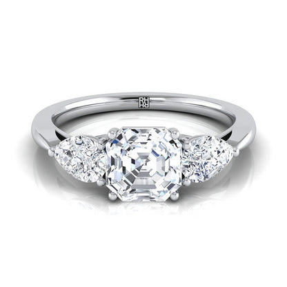 Three Stone Matched Shape Asscher, in Platinum, prong setting | RockHer
