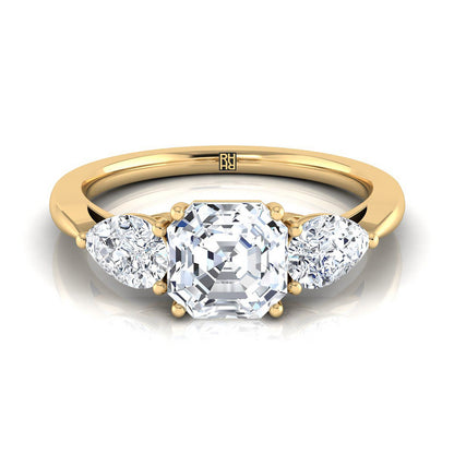 Three Stone Matched Shape Asscher, in 18K Yellow Gold, prong setting | RockHer