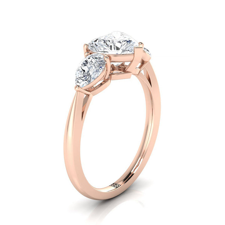 The Angelica Select Three Stone Engagement Ring with Lab Diamond in 14K Rose Gold - view 2