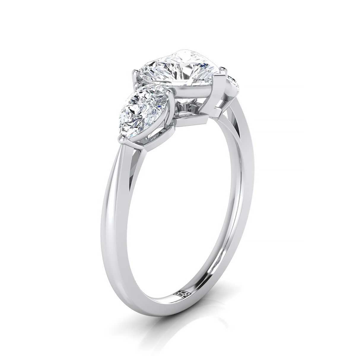 The Angelica Select Three Stone Engagement Ring with Lab Diamond in 18K White Gold - view 2
