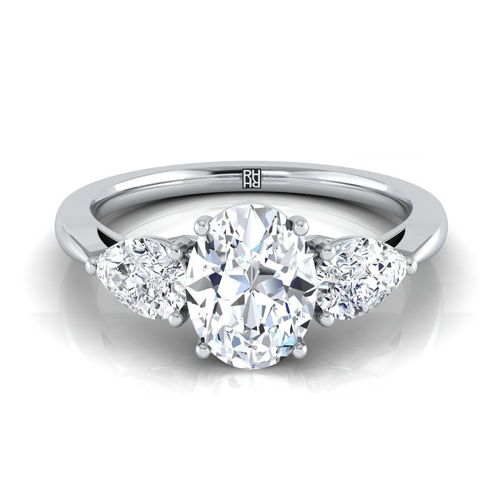 Three Stone Matched Shape Oval, in 18K White Gold, prong setting | RockHer