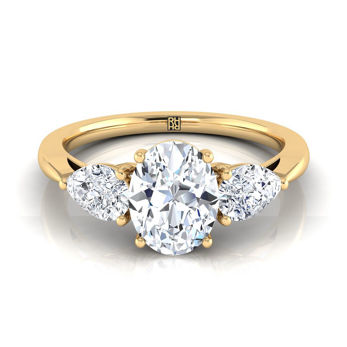 Angelica Select Three Stone Matched Oval Lab Diamond Engagement Ring in 18K Yellow Gold | RockHer