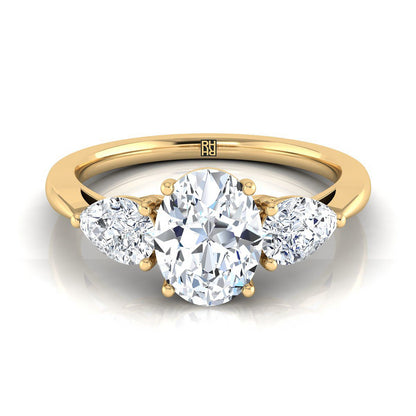 Angelica Select Three Stone Matched Oval Lab Diamond Engagement Ring in 18K Yellow Gold | RockHer