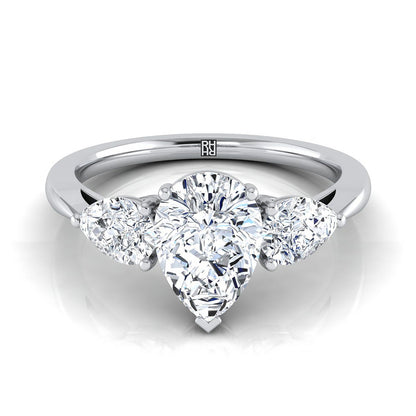 Three Stone Matched Shape Pear Shape, in Platinum, prong setting | RockHer