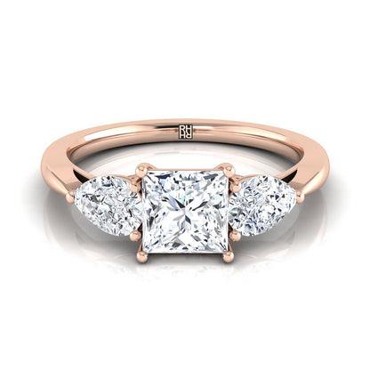 Three Stone Matched Shape Princess, in 14K Rose Gold, prong setting | RockHer