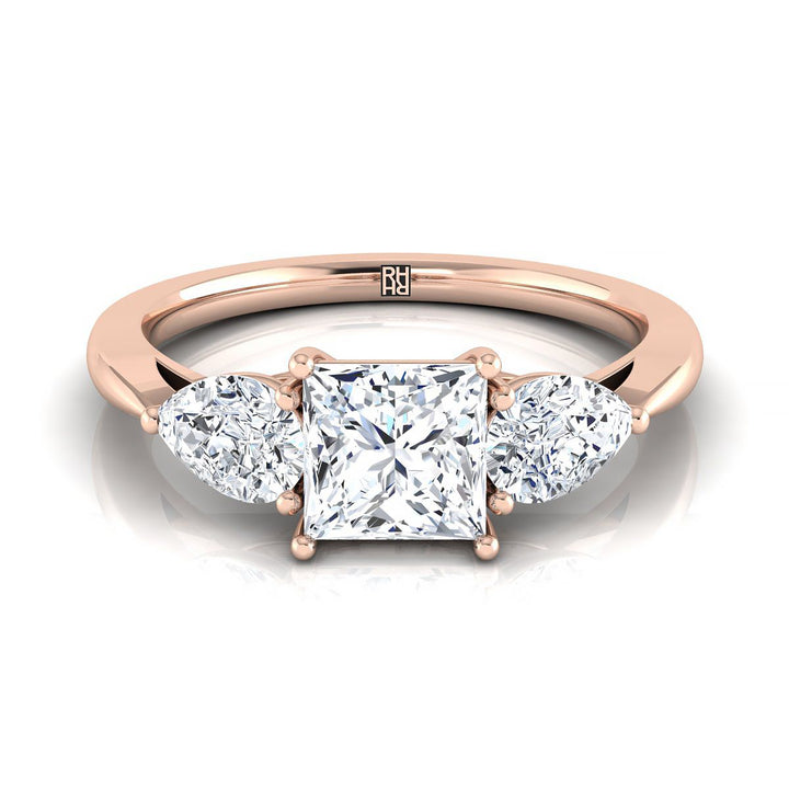 Three Stone Matched Shape Princess, in 14K Rose Gold, prong setting | RockHer