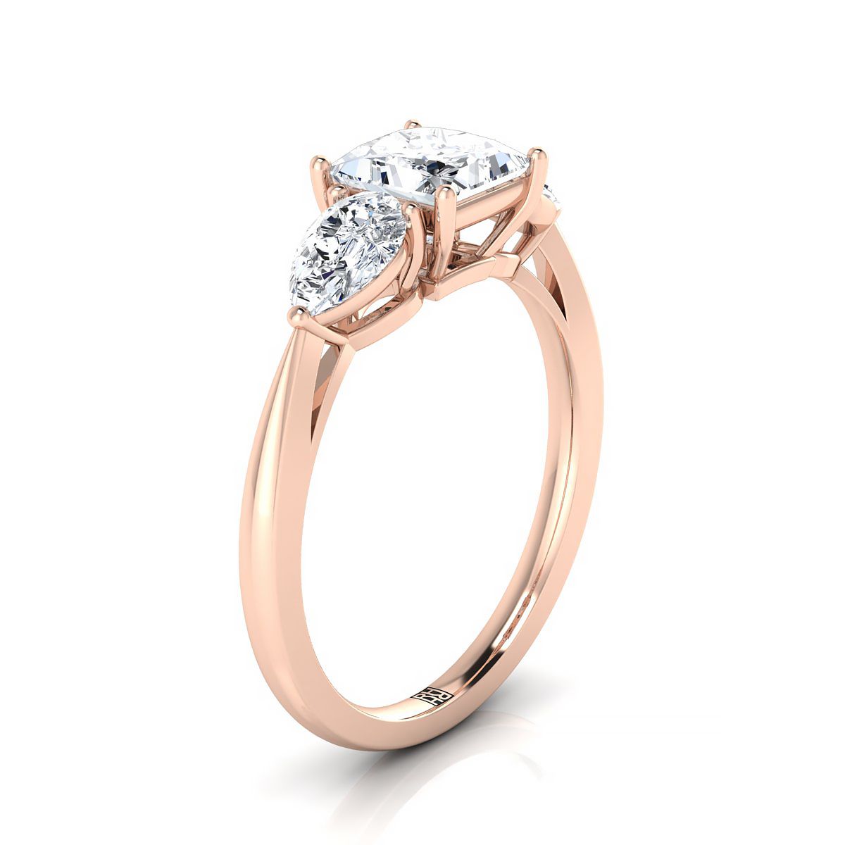 Select Three Stone styling on The Angelica princess engagement ring setting | RockHer