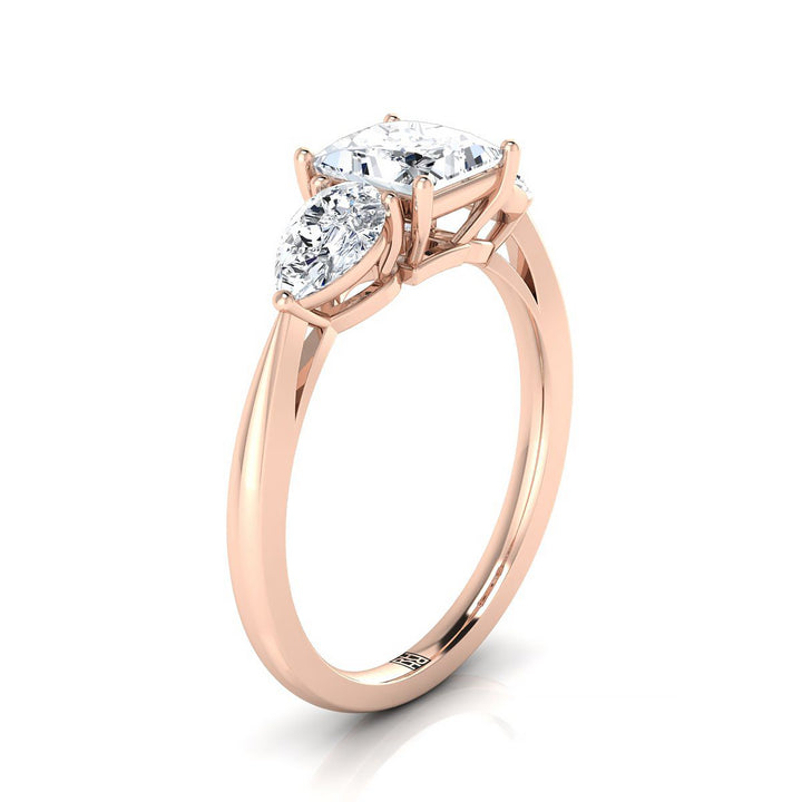 The Angelica Select Three Stone Engagement Ring with Lab Diamond in 14K Rose Gold - view 2