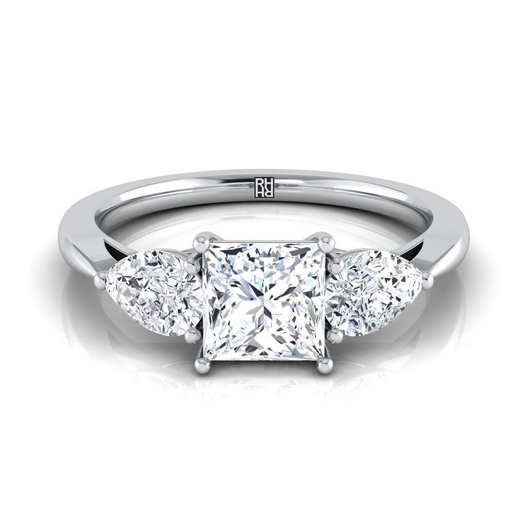 The Angelica Select Three Stone Princess Cut Lab Diamond Engagement Ring in Platinum