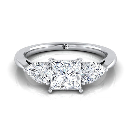 Three Stone Matched Shape Princess, in 18K White Gold, prong setting | RockHer