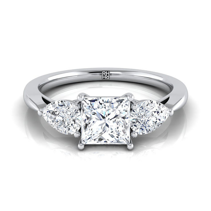 Three Stone Matched Shape Princess, in 18K White Gold, prong setting | RockHer