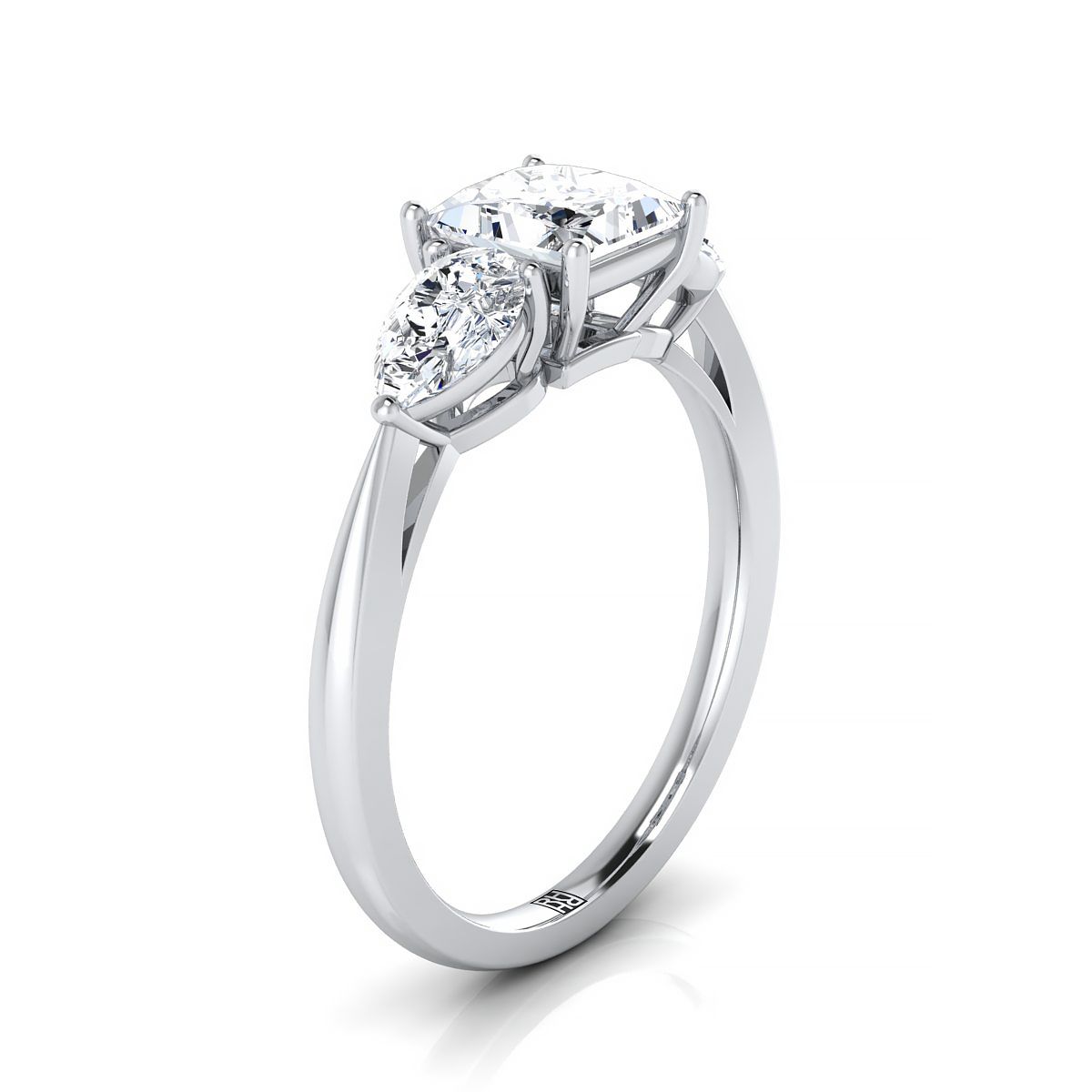 Select Three Stone styling on The Angelica princess engagement ring setting | RockHer