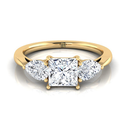 The Angelica Select Three Stone Engagement Ring with Lab Diamond in 18K Yellow Gold - view 1