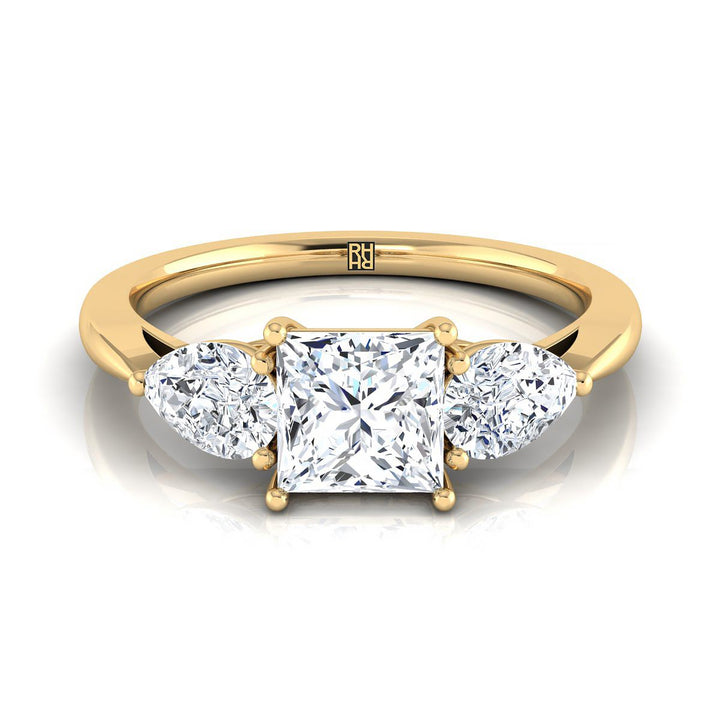 The Angelica Select Three Stone Engagement Ring with Lab Diamond in 18K Yellow Gold - view 1