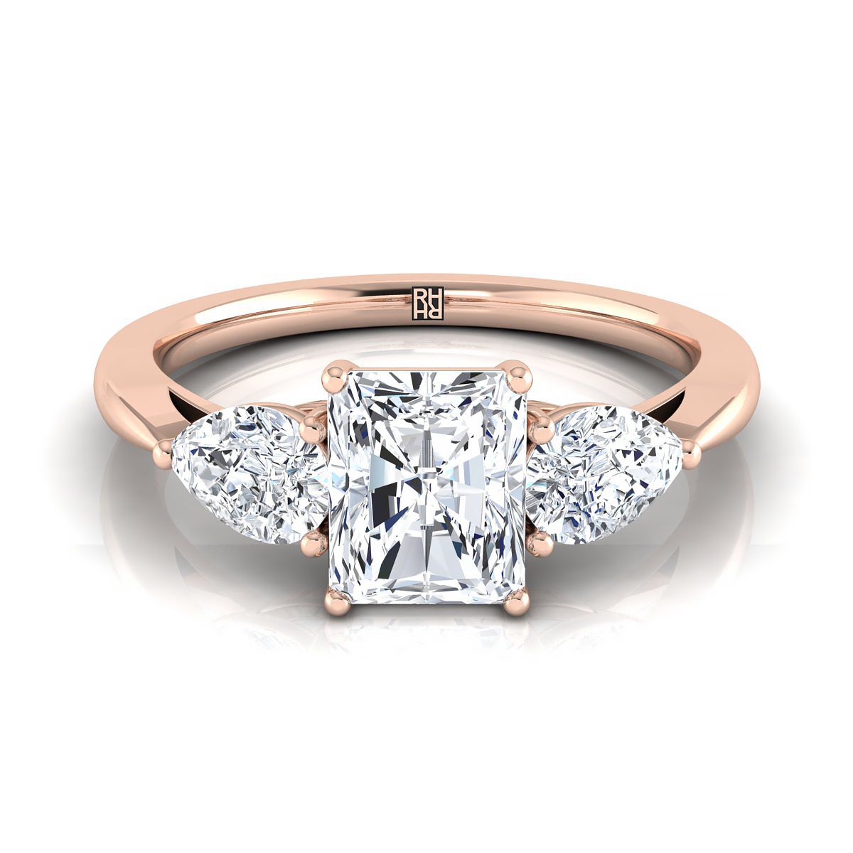 The Angelica radiant engagement ring setting in 14K Rose Gold | RockHer