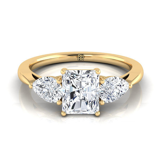 The Angelica Select Three Stone Engagement Ring with Lab Diamond in 18K Yellow Gold - view 1