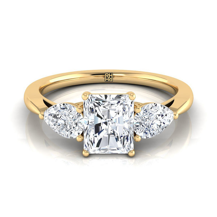 Three Stone Matched Shape Radiant, in 18K Yellow Gold, prong setting | RockHer