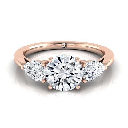 Round Brilliant, Three Stone Matched Shape, in 14K Rose Gold, prong setting | RockHer