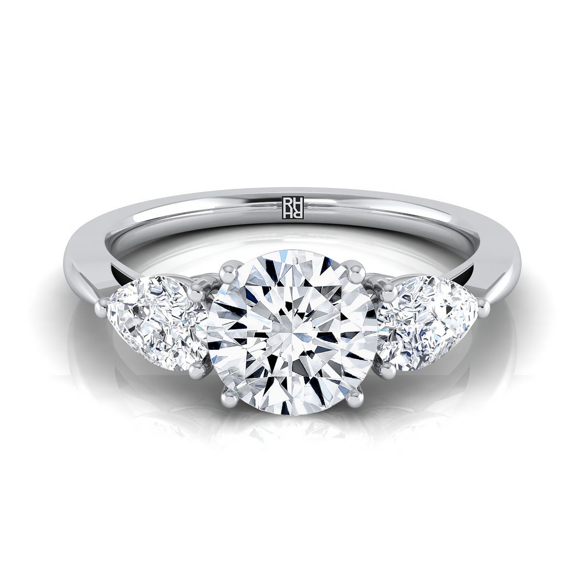 Angelica Select Three Stone Round Lab Diamond Engagement Ring in Platinum | RockHer