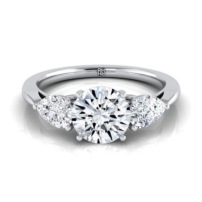 Round Brilliant, Three Stone Matched Shape, in 18K White Gold, prong setting | RockHer