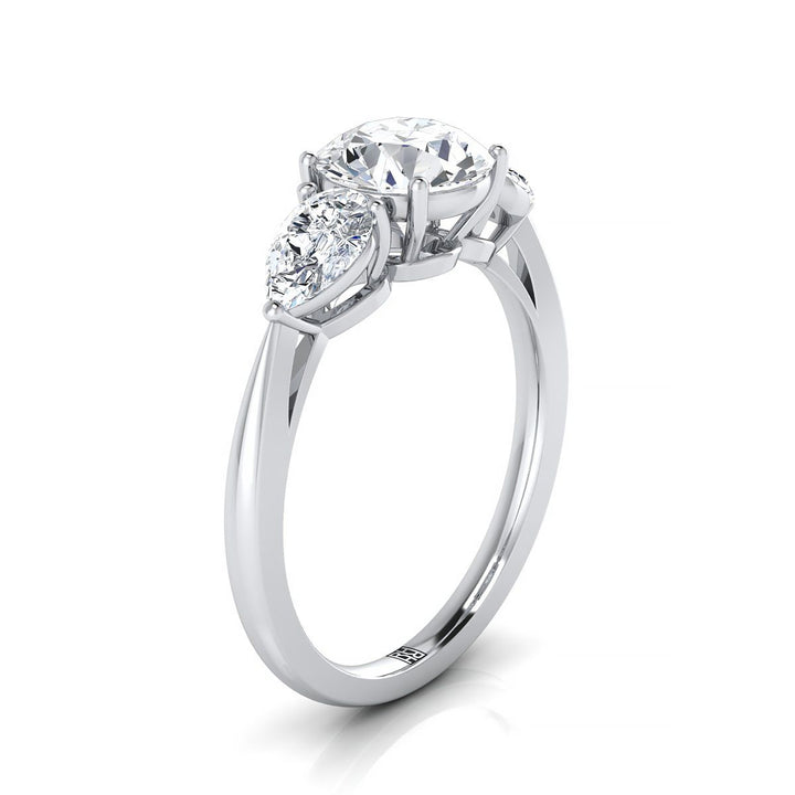 Angelica Select Three Stone Round Lab Diamond Engagement Ring in 18K White Gold | RockHer