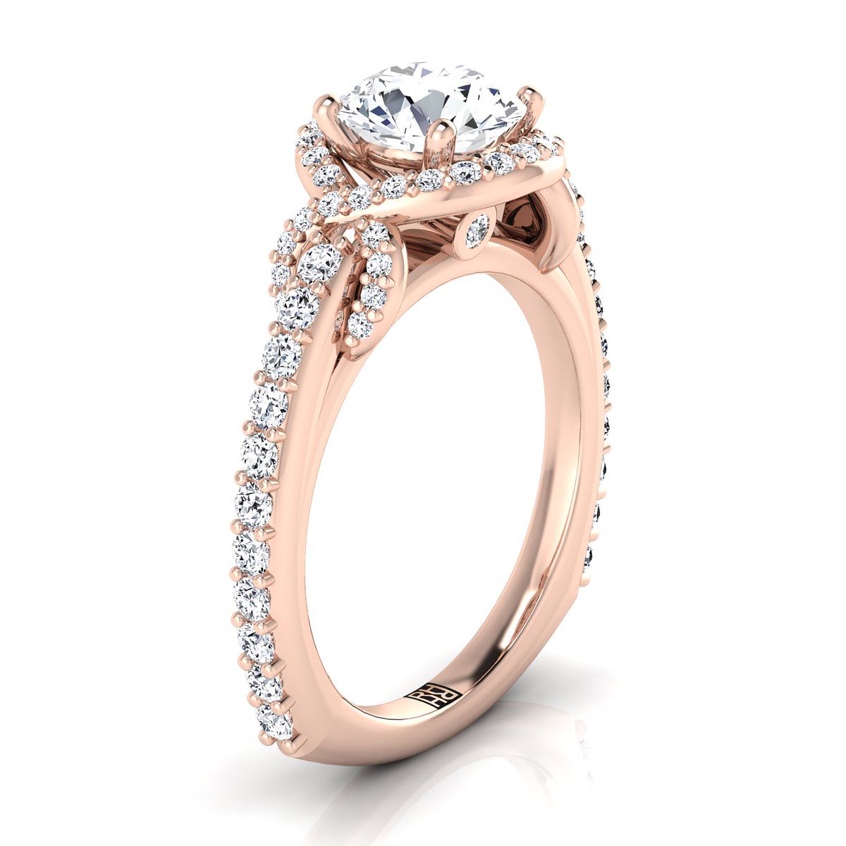 RockHer atelier photo of The Bess round engagement ring setting in 14K Rose Gold
