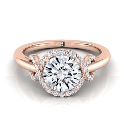 Round Brilliant, Love Knot Halo, in 14K Rose Gold, pave setting – view 8 | RockHer