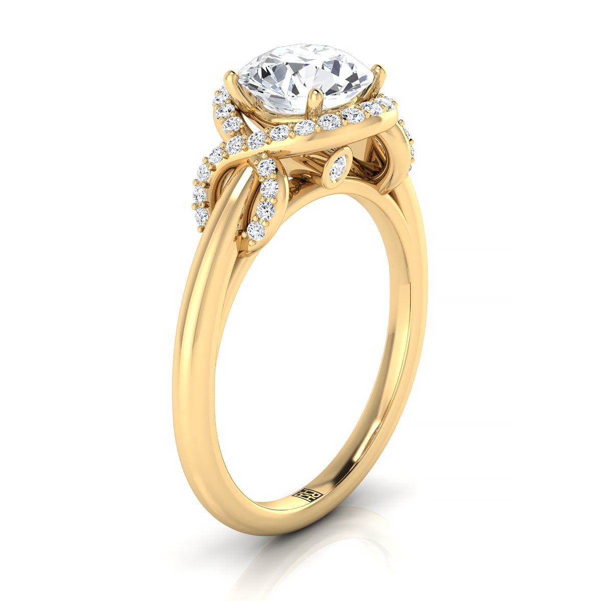 RockHer atelier photo of The Calista round engagement ring setting in 18K Yellow Gold