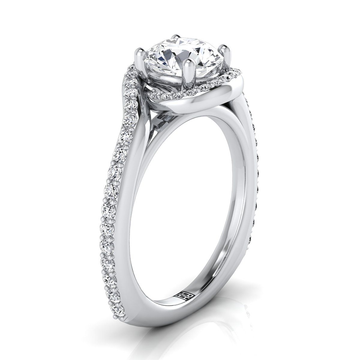 Select Pavé Swirl Halo styling on The Adelaide round engagement ring setting | RockHer