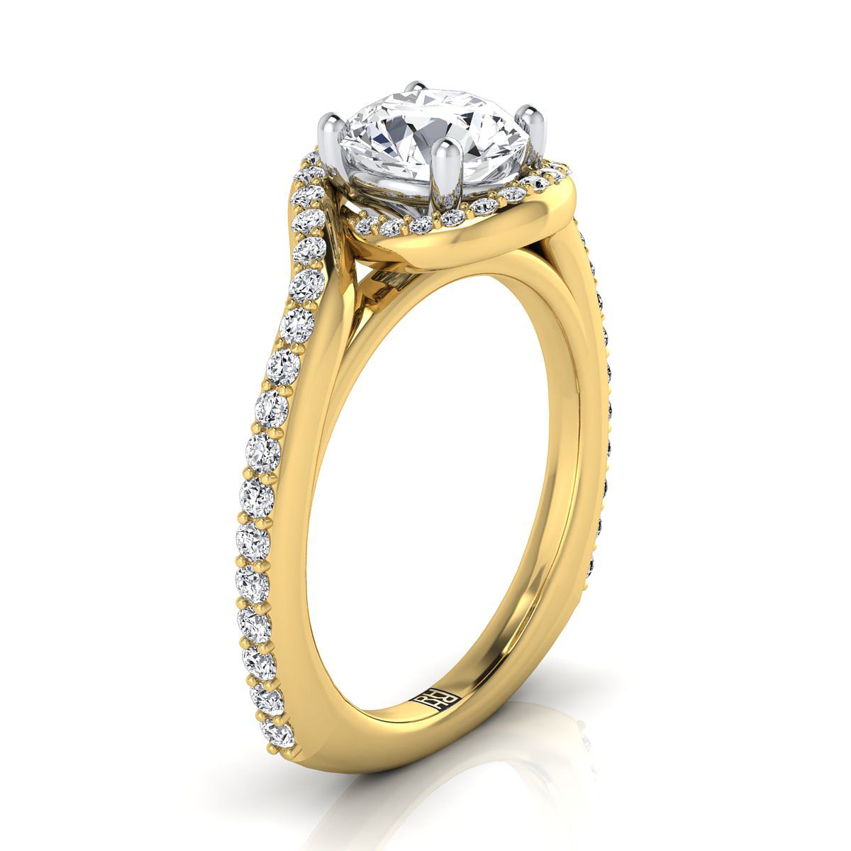 Select Pavé Swirl Halo styling on The Adelaide round engagement ring setting | RockHer