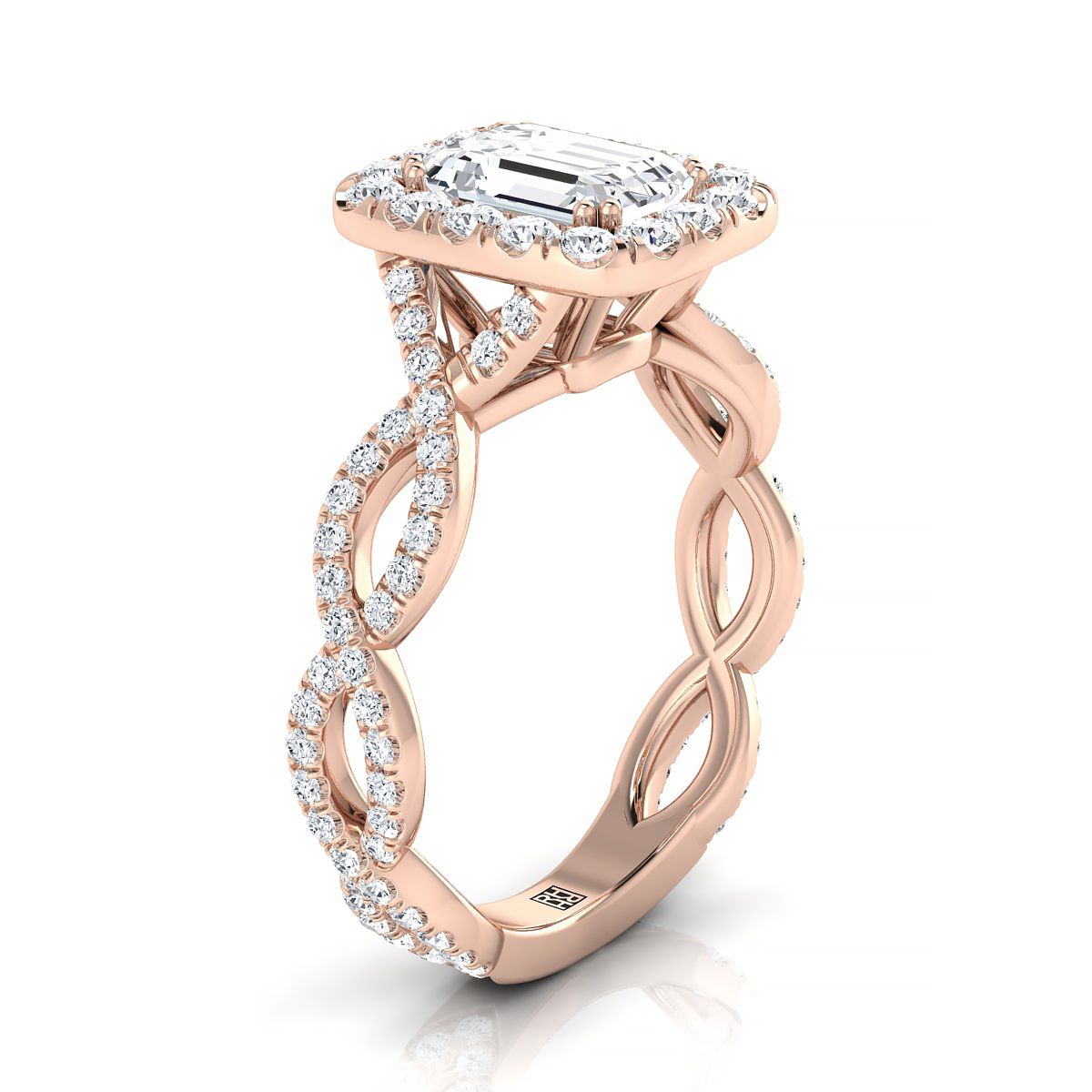 RockHer atelier photo of The Annie emerald engagement ring setting in 14K Rose Gold