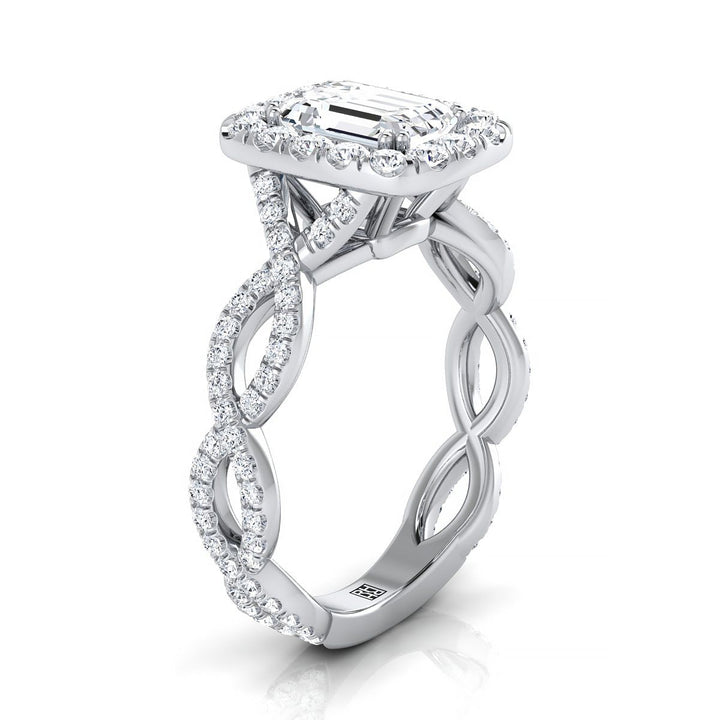 Annie Select Halo Emerald Cut Lab Diamond Engagement Ring in 18K White Gold | RockHer