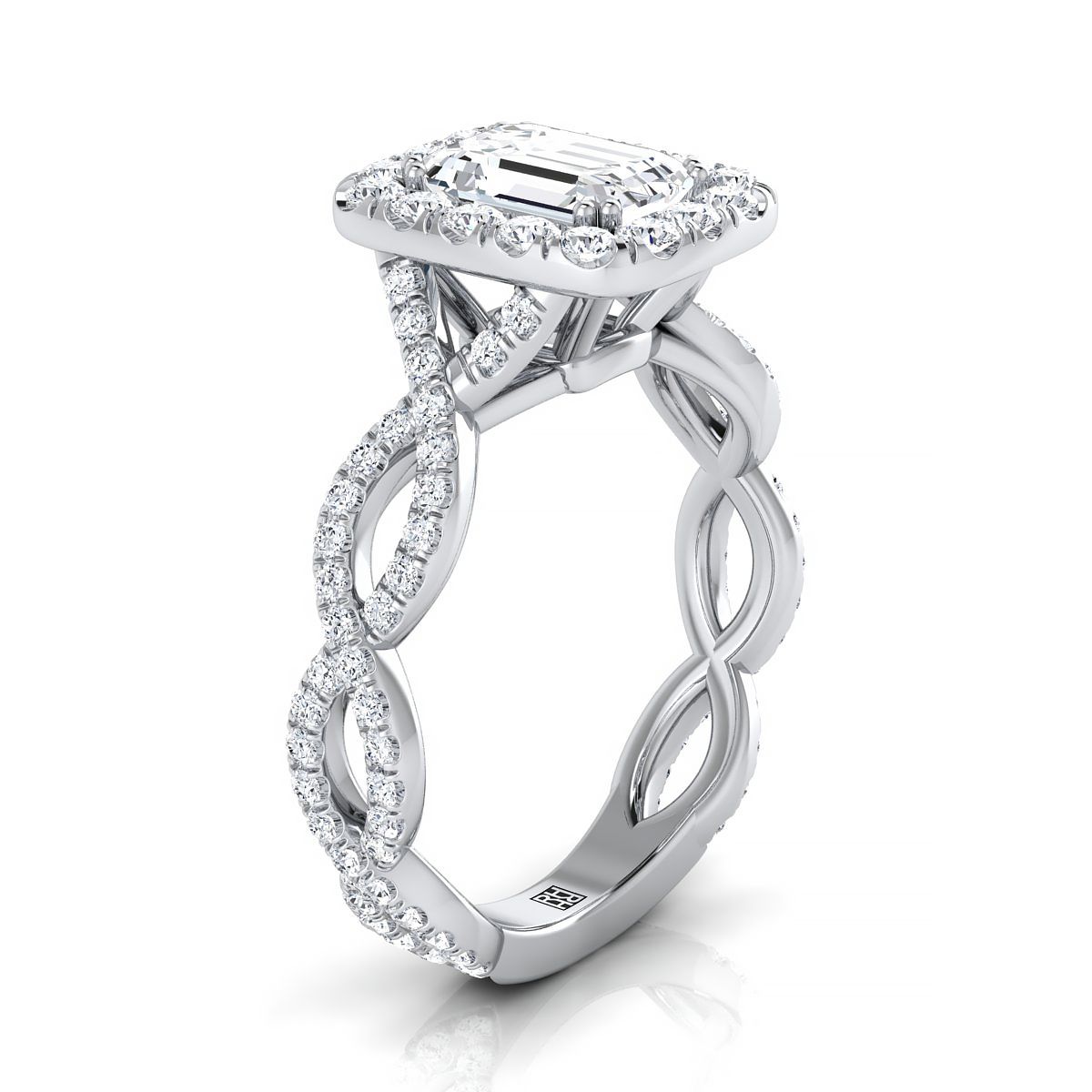 RockHer atelier photo of The Annie emerald engagement ring setting in Platinum