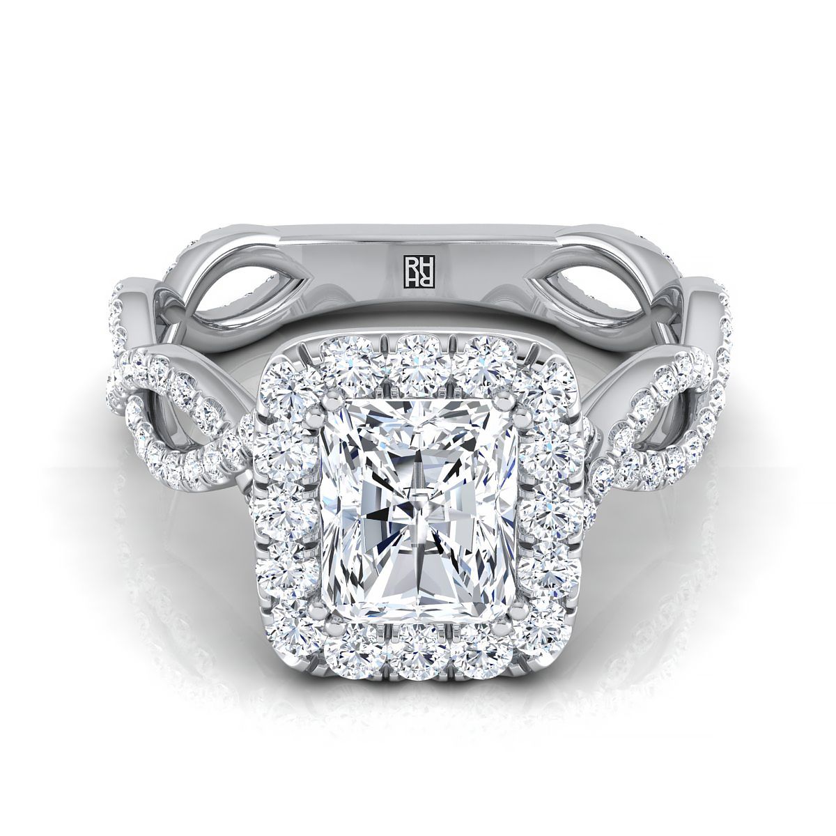 The Annie radiant engagement ring setting in 18K White Gold | RockHer