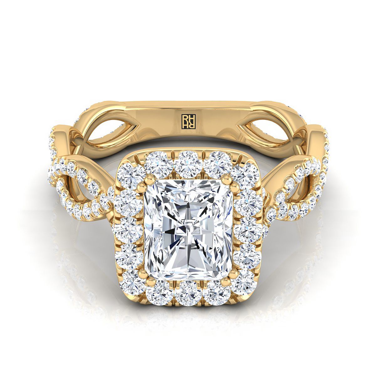 Annie Select Halo Radiant Cut Lab Diamond Engagement Ring in 18K Yellow Gold | RockHer