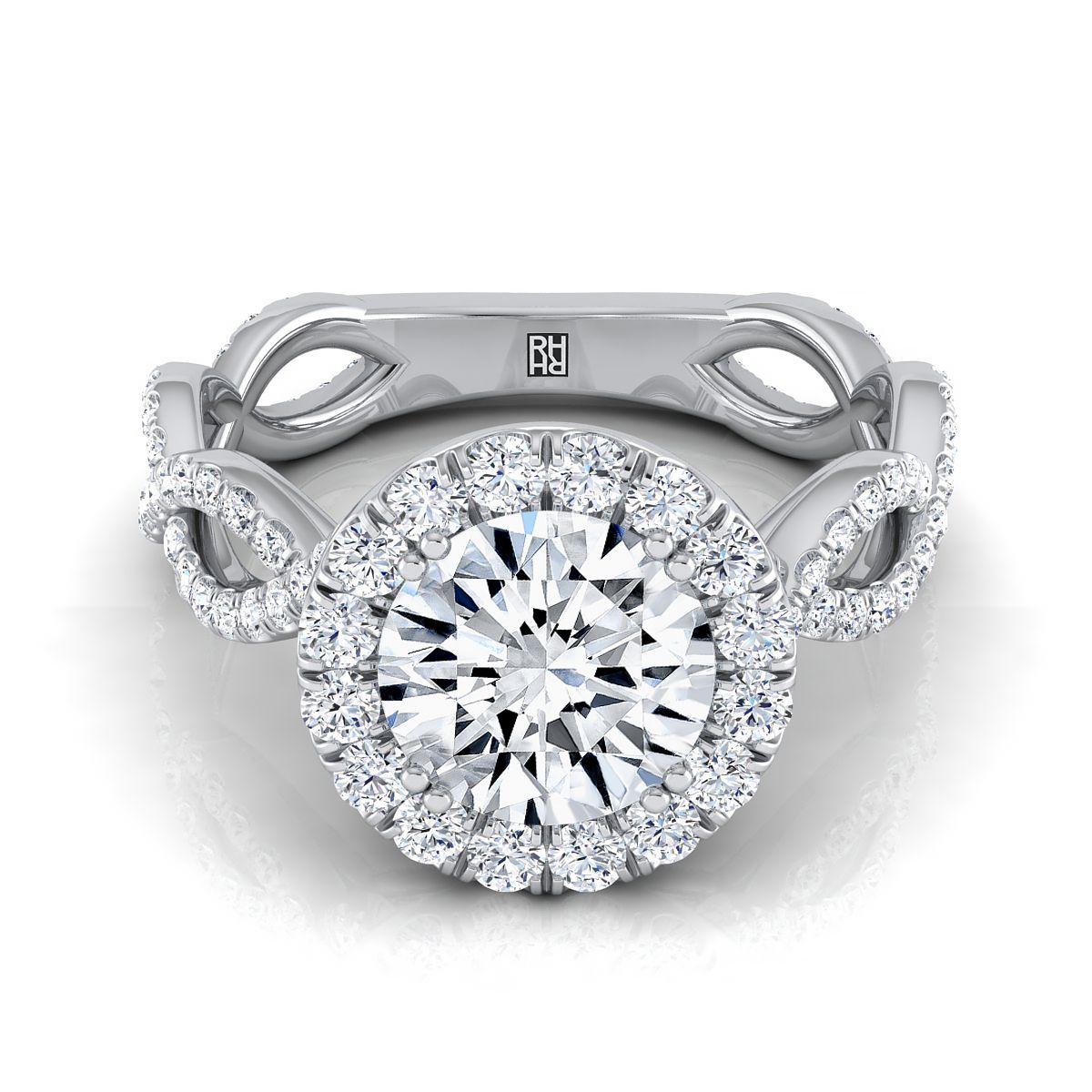 Annie Select Halo Round Lab Diamond Engagement Ring in 18K White Gold | RockHer