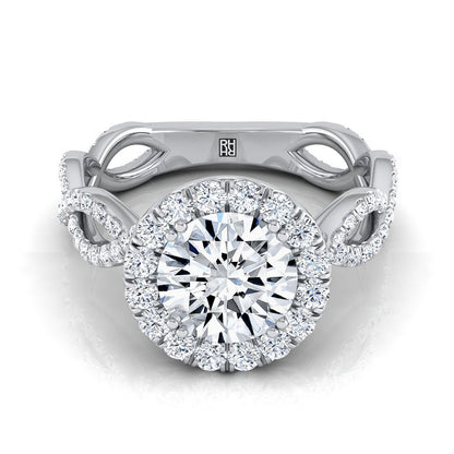 Annie Select Halo Round Lab Diamond Engagement Ring in 18K White Gold | RockHer