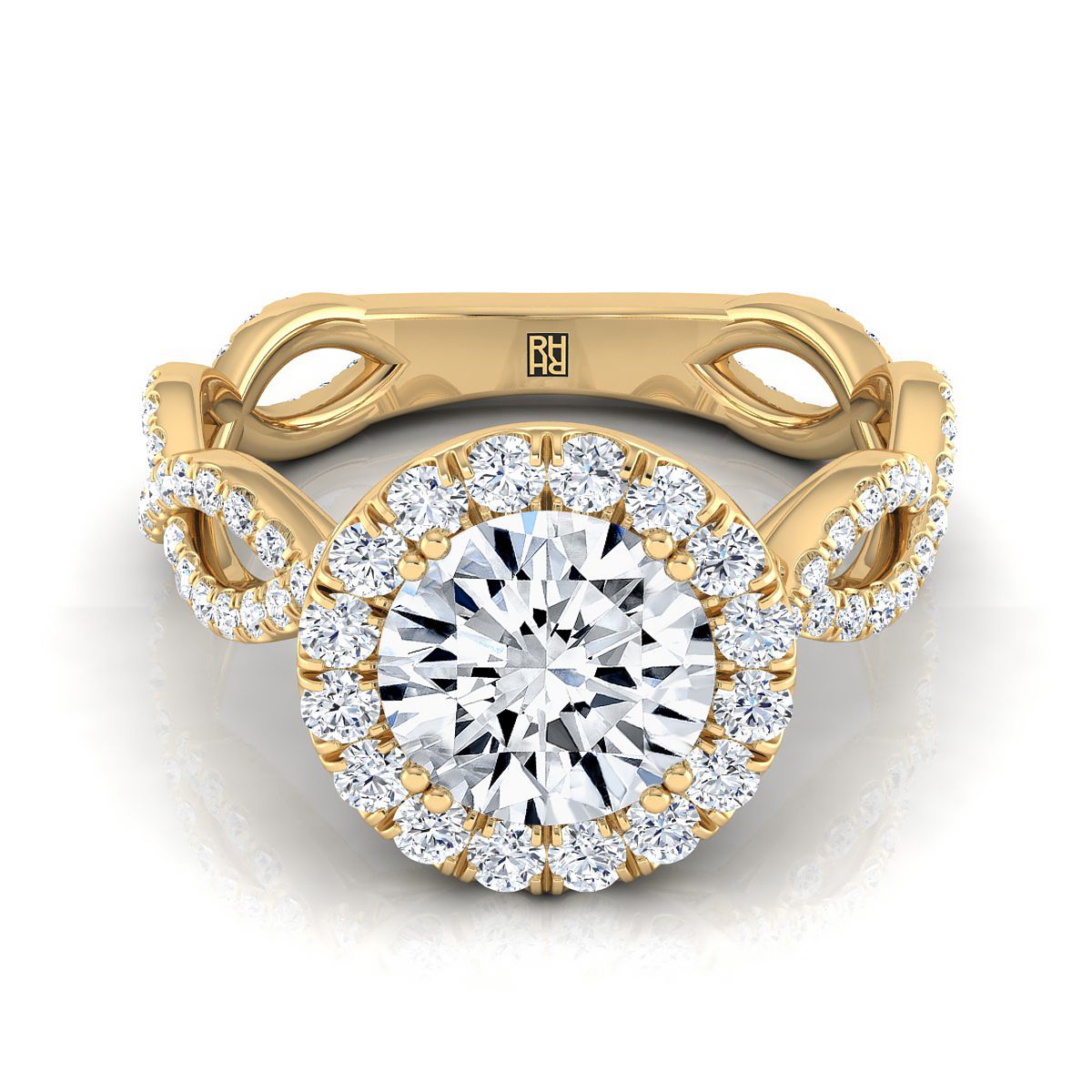 Annie Select Halo Round Lab Diamond Engagement Ring in 18K Yellow Gold | RockHer