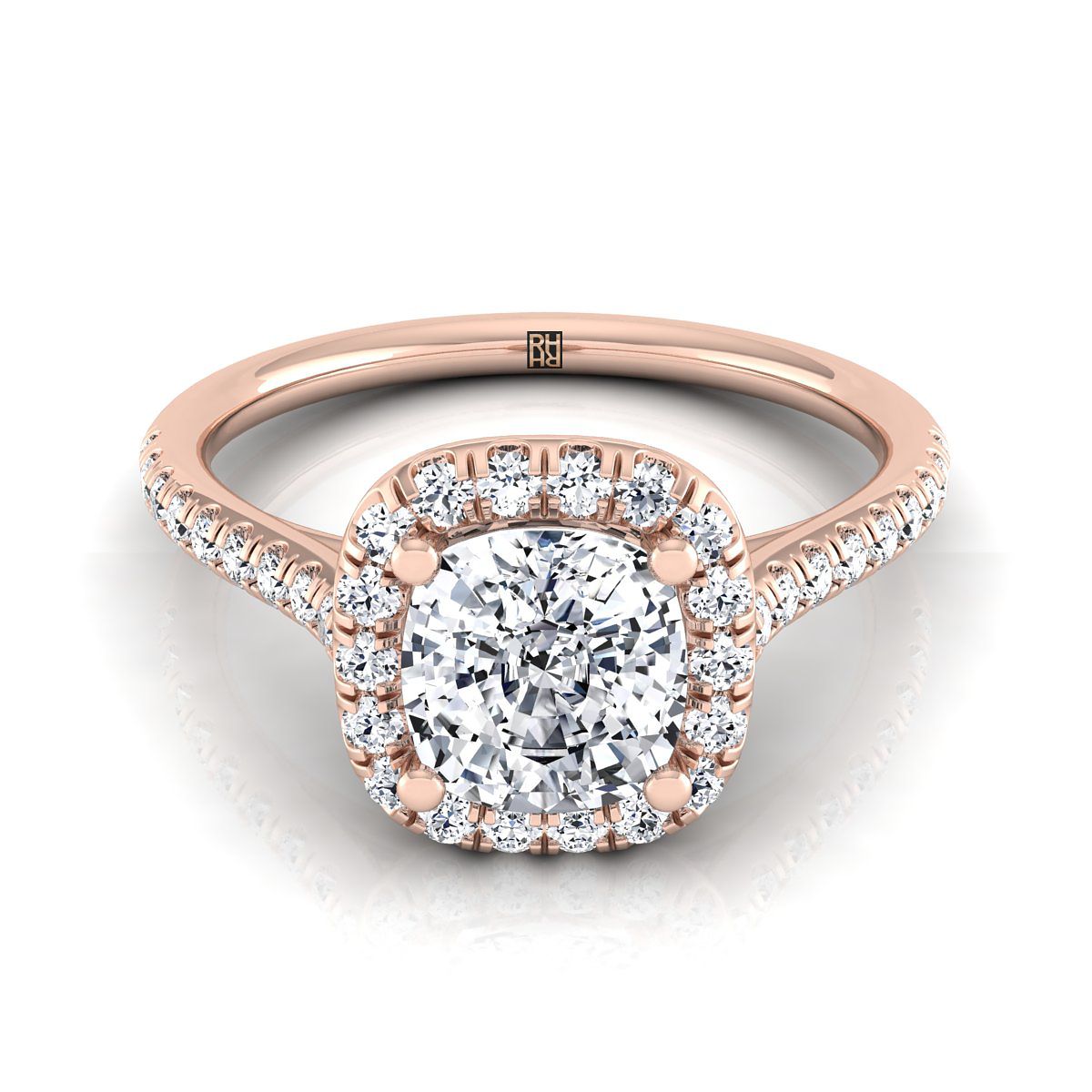 The Bianca cushion engagement ring setting in 14K Rose Gold | RockHer