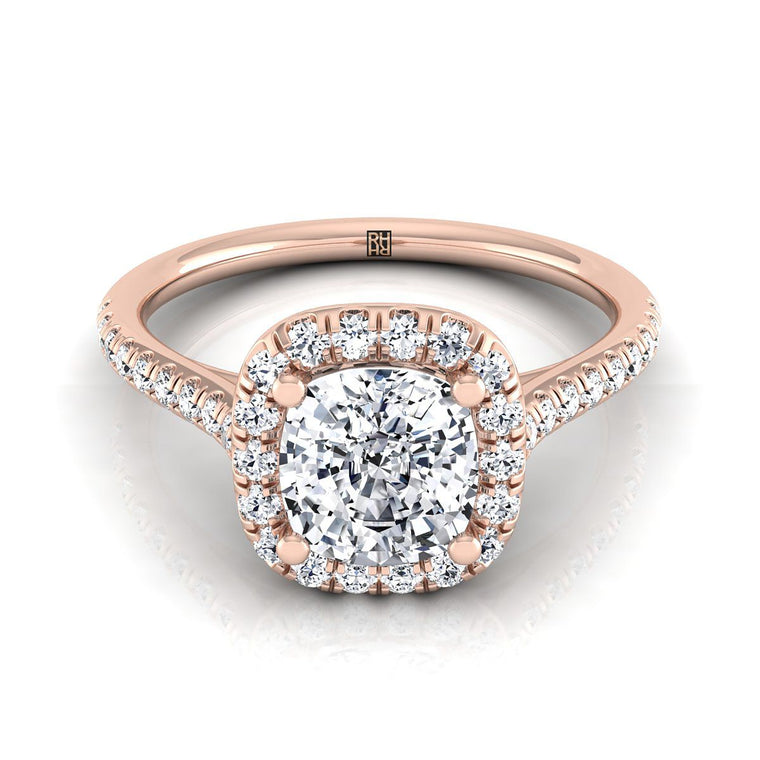 The Bianca Select Halo Cushion Cut Lab Diamond Engagement Ring in 14K Rose Gold
